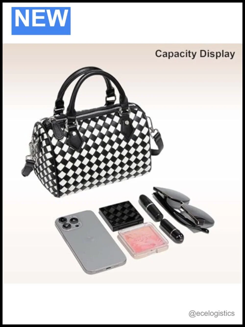 Women's Woven Leather Satchel Handbag with Top Handle & Crossbody Strap